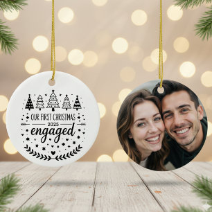 Our First Christmas Engaged Photo 2025 Ceramic Tree Decoration