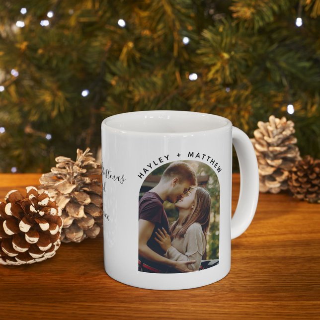 Our First Christmas Engaged Photo Custom Coffee Mug (First Christmas Engaged Photos White 11oz Coffee Mug)