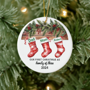 Our First Christmas Engaged photo Holiday Ceramic Tree Decoration