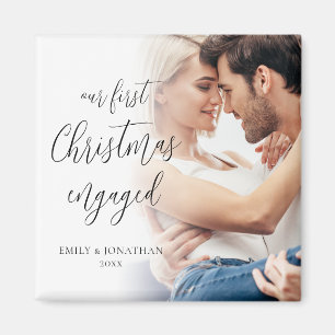 Our First Christmas Engaged Photo Names Keepsake  Magnet