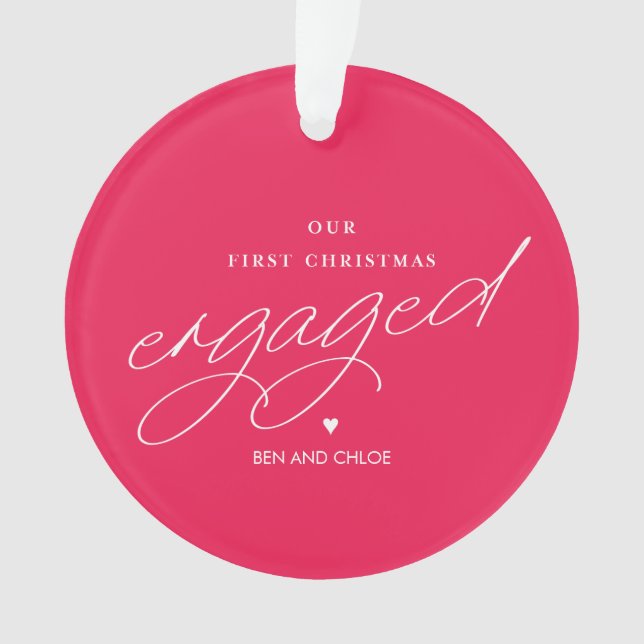 Our First Christmas Engaged Photo Ornament (Front)