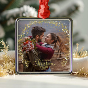 Our First Christmas Engaged Photo Ornament