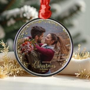Our First Christmas Engaged Photo Ornament
