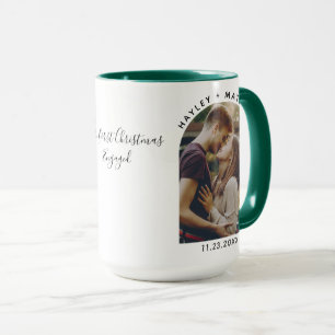 Our First Christmas Engaged Photos Custom Mug