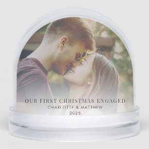 Our First Christmas Engaged Photos Custom Snowglobe