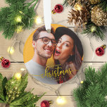 Our First Christmas Engaged Simple Elegant Photo Ornament<br><div class="desc">Our First Christmas Engaged Simple Elegant Photo Ceramic Ornament</div>