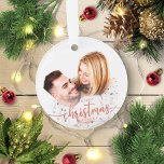 Our First Christmas Engaged Simple Elegant Photo Ornament<br><div class="desc">Our First Christmas Engaged Simple Elegant Photo Ceramic Ornament</div>