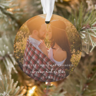Our First Christmas Engaged Simple Photo Ornament