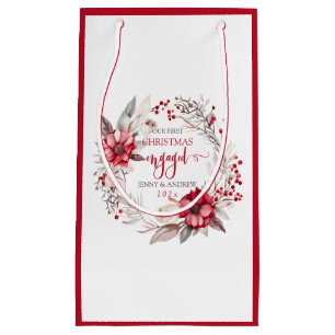 Our first Christmas Engaged wreath Small Gift Bag