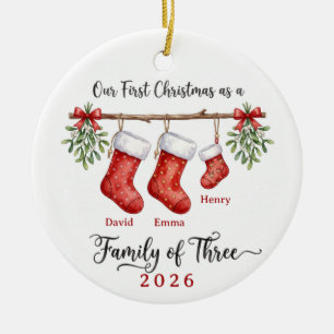 Our First Christmas Family of Three Ornament 2026