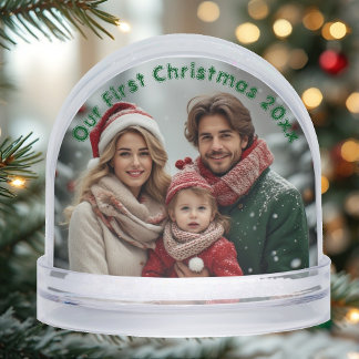 Our First Christmas Family Photo Winter Wonderland Snowglobe