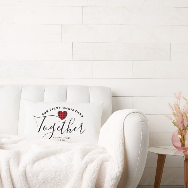 Our First Christmas Farmhouse Couples Personalised Lumbar Cushion (Couch)