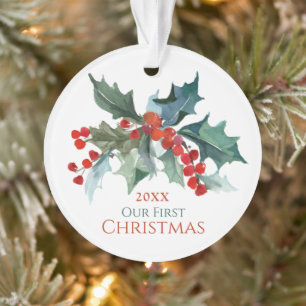 Our First Christmas Festive Holly and Berries Ornament