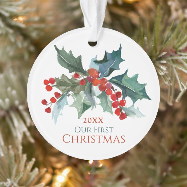 Our First Christmas Festive Holly and Berries Ornament (Tree)