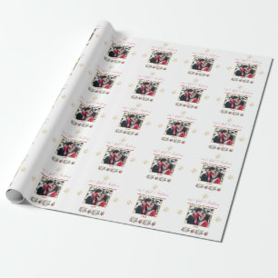 Our First Christmas Floral Snowflake Photo Wedding Wrapping Paper