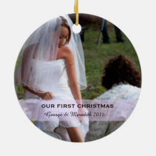 Our First Christmas for Couples Circle Ornament