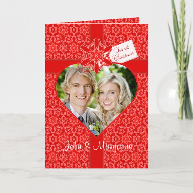 Our First Christmas for Wife with Custom Photo Holiday Card (Front)