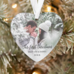 Our First Christmas Front and Back Photo Heart Ornament<br><div class="desc">Elegant Our First Christmas Couple Photo Heart Ornament</div>