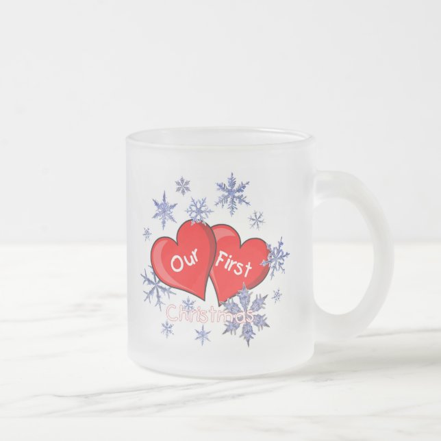 Our First Christmas Frosted Glass Coffee Mug (Right)