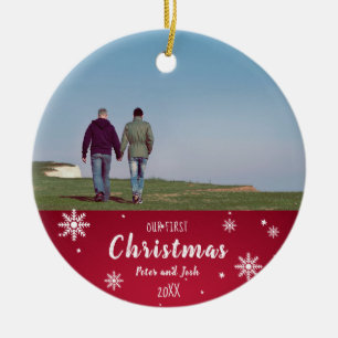 Our First Christmas gay couple Ceramic Tree Decoration