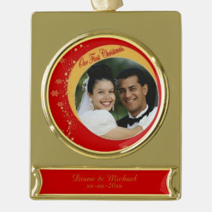 Our First Christmas Gold Plated Banner Ornament