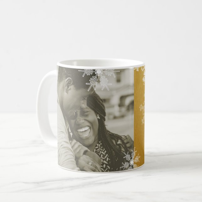 Our First Christmas Golden Snowflakes Minimalist  Coffee Mug (Front Left)