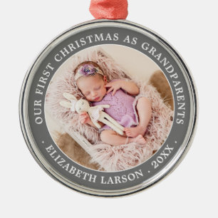 Our First Christmas Grandparents Baby Name Metal Tree Decoration