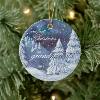 Our First Christmas Grandparents hand painted year Ceramic Tree Decoration