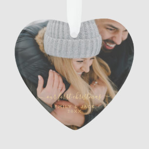 Our First Christmas Hand Lettered Photo Ornament