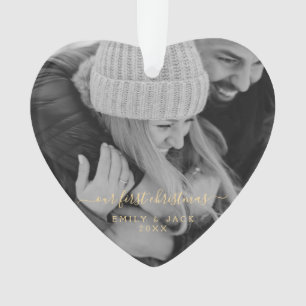 Our First Christmas Hand Lettered Photo Ornament