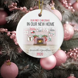 Our First Christmas In New Home Watercolor Ceramic Tree Decoration