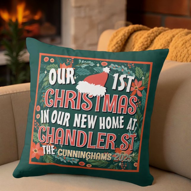 Our First Christmas in our New Home Bold Wreath Cushion (Creator Uploaded)