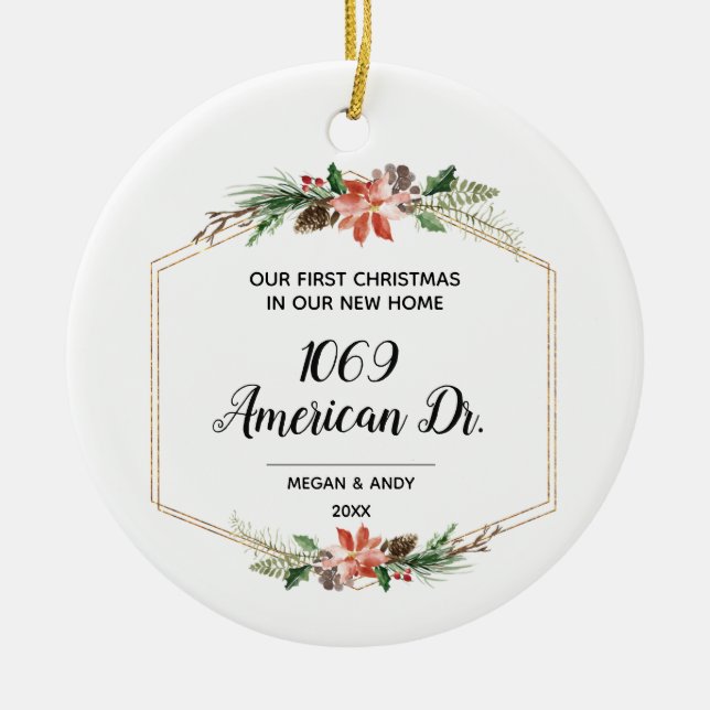 Our First Christmas in our new home Christmas Ceramic Tree Decoration (Front)