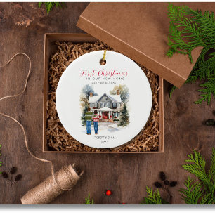 Our First Christmas in Our New Home Couple Ornamen Ceramic Tree Decoration