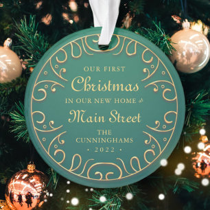 Our First Christmas in our New Home Faux Gold Ornament