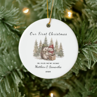 Our First Christmas in Our New Home Hedgehogs Ceramic Tree Decoration