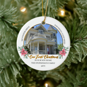Our First Christmas in Our New Home Holiday Photo  Ceramic Tree Decoration