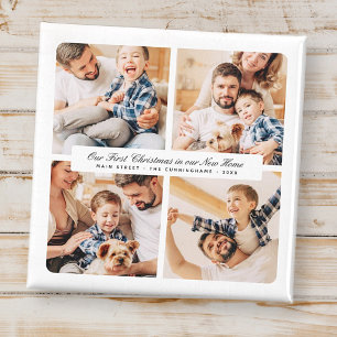 Our First Christmas In Our New Home Modern 4 Photo Magnet