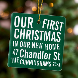 Our First Christmas in our New Home Modern Bold Ceramic Ornament