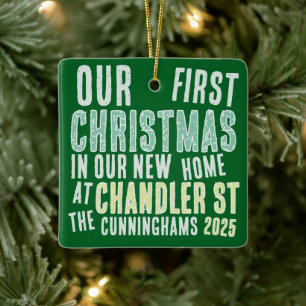 Our First Christmas in our New Home Modern Bold Ceramic Ornament