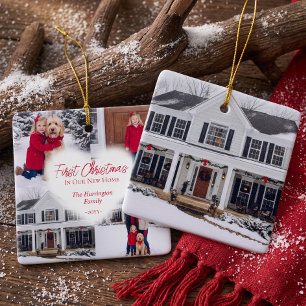 Our First Christmas in Our New Home Photo Collage Ceramic Ornament