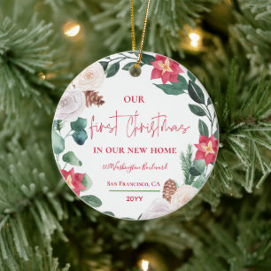 Our First Christmas in Our New Home Wreath Photo Ceramic Tree Decoration