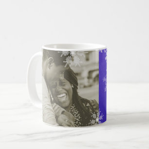 Our First Christmas Indigo Snowflakes Minimalist  Coffee Mug