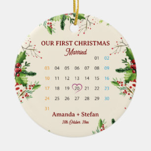 Our First Christmas Keepsake Married Calendar Ceramic Tree Decoration