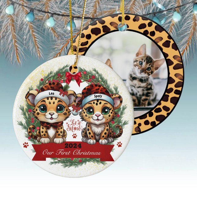 Our First Christmas Leopard Spot Animal Print 🐾🐆 Ceramic Tree Decoration (Our First Christmas Leopard  Print Animal Ceramic Ornament Kitty Cat Decoration Kitten Decor 🐾🐆)