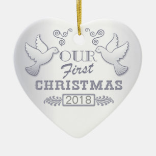 Our First Christmas Lovebirds Ceramic Ornament