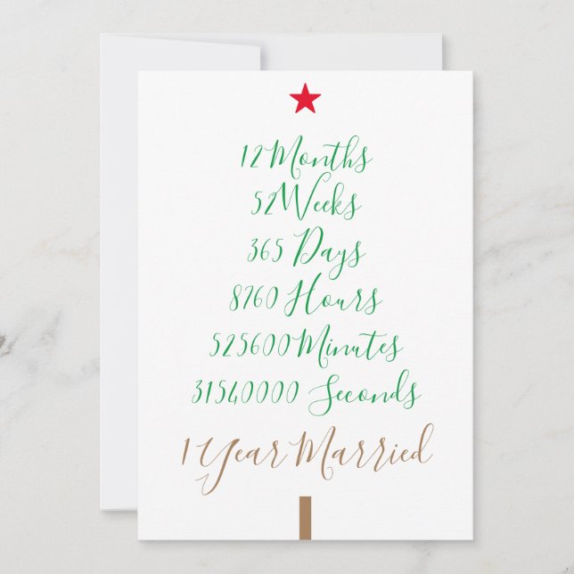 Our First Christmas Married 1 Year Wed xmas Holiday Card (Front)