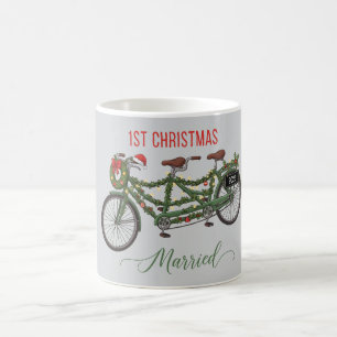 Our First Christmas Married 2025 Cute Tandem Coffee Mug