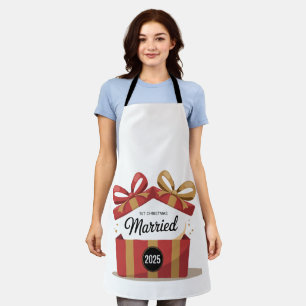 Our First Christmas Married 2025 Newlywed Keepsa Apron
