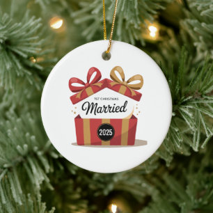 Our First Christmas Married 2025 Newlywed Keepsa Ceramic Tree Decoration